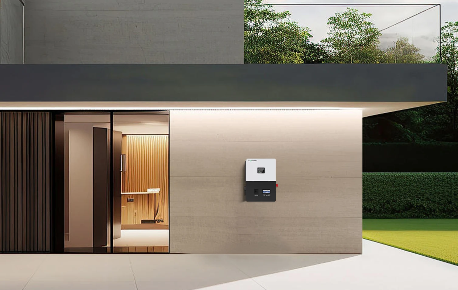 LuxpowerTek hybrid inverter installed at a modern solar home